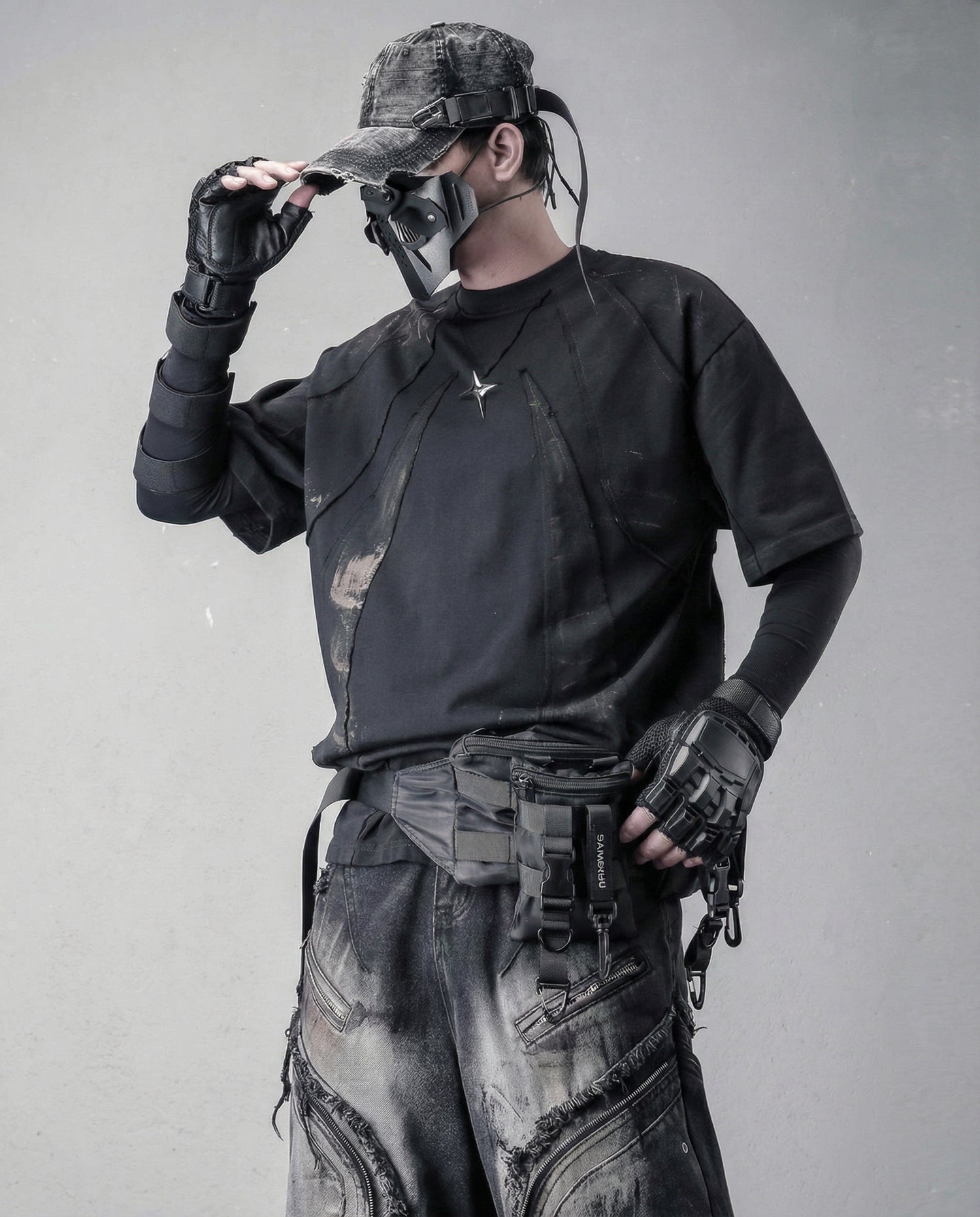 Streetwear Distressed Asymmetrical Cotton T-Shirt