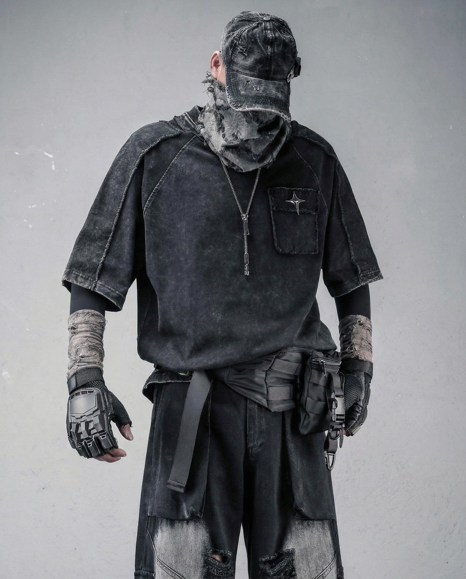 Techwear Oversized Distressed Cotton T-Shirt 