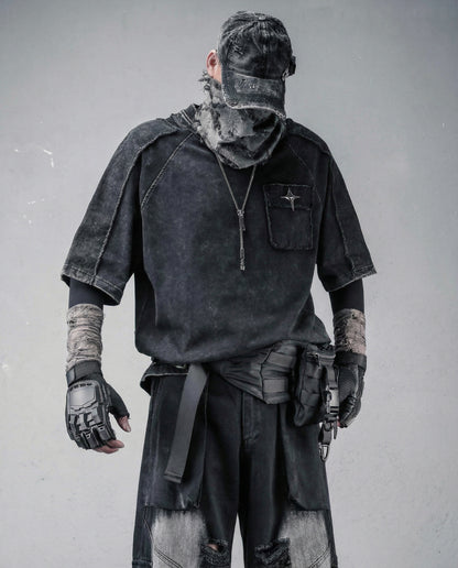 Techwear Oversized Distressed Cotton T-Shirt 