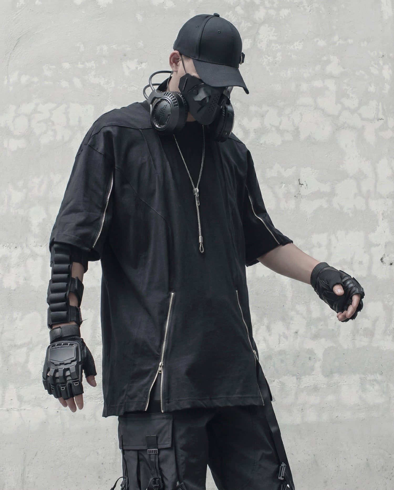 Street Oversized Multi-Zipper Cotton T-Shirt 