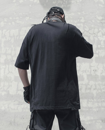 Street Oversized Multi-Zipper Cotton T-Shirt 
