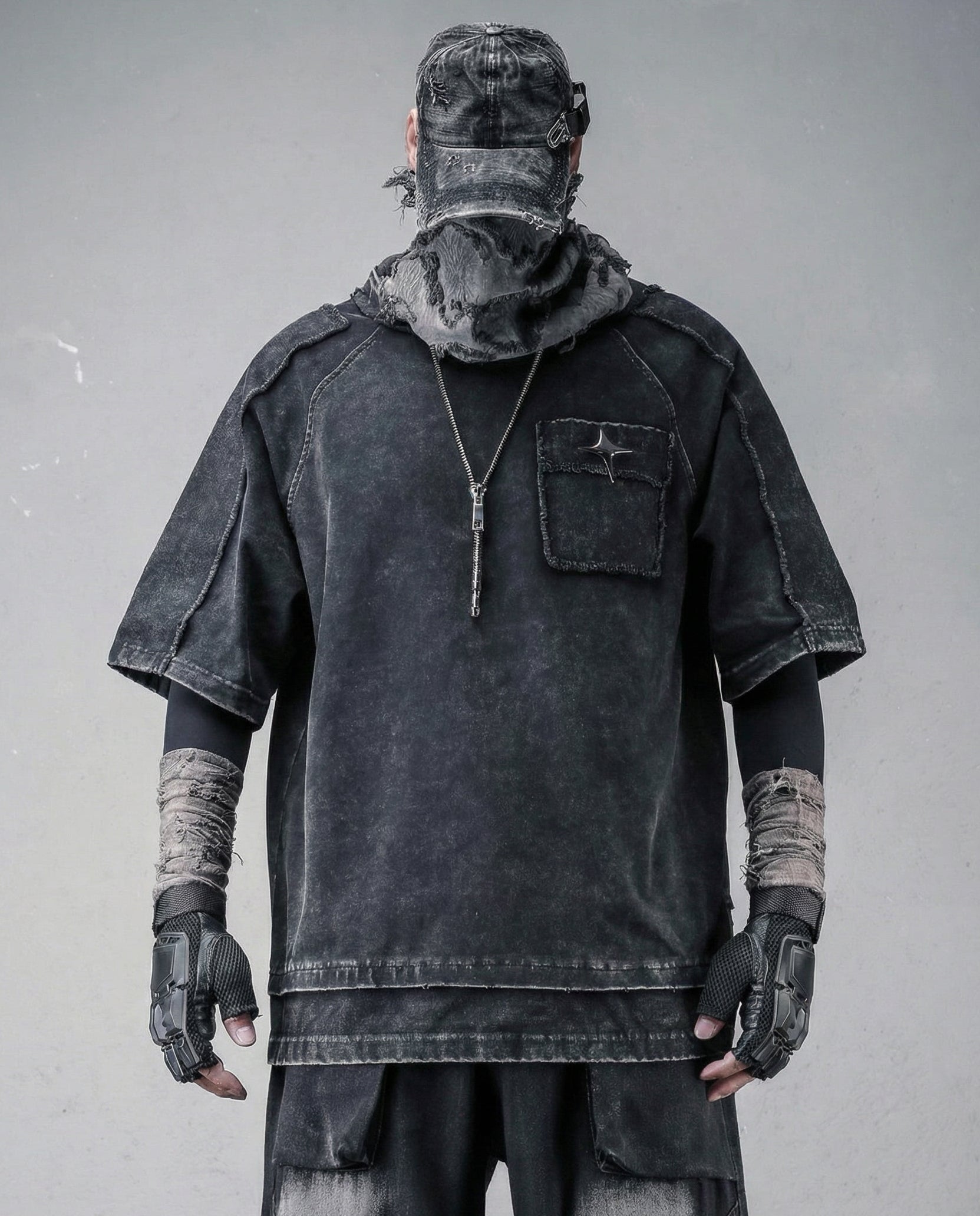 Techwear Oversized Distressed Cotton T-Shirt 