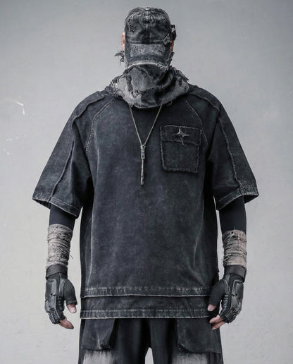 Techwear Oversized Distressed Cotton T-Shirt 