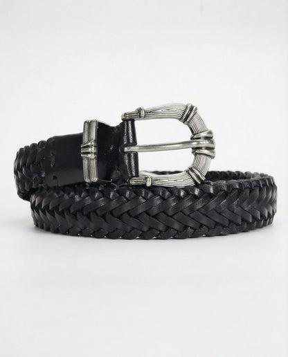 Avant-Garde Vintage Braided Cowhide Leather Belt 