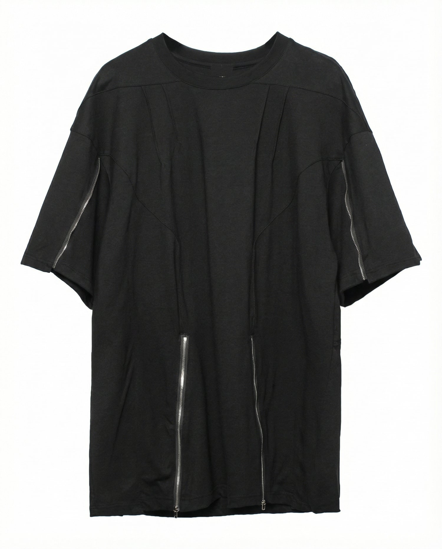 Street Oversized Multi-Zipper Cotton T-Shirt 