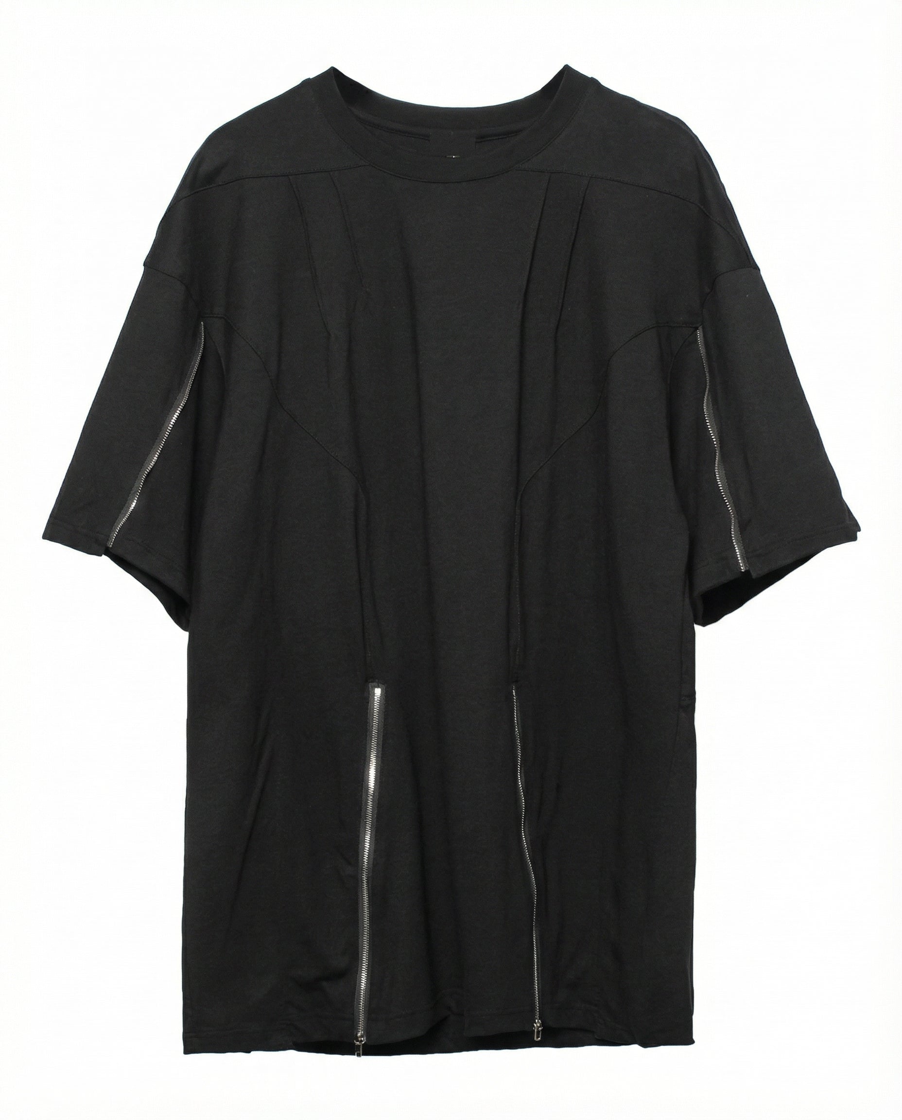 Street Oversized Multi-Zipper Cotton T-Shirt 