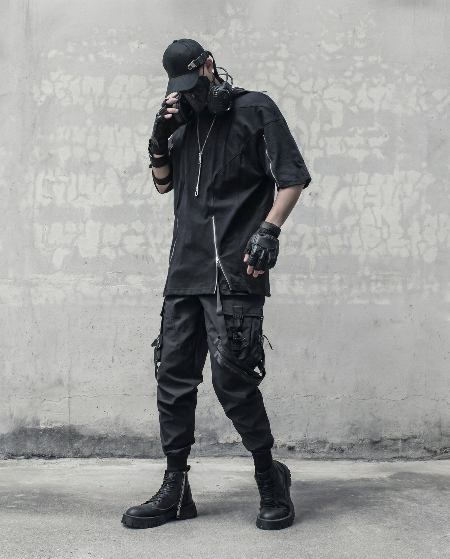 Street Oversized Multi-Zipper Cotton T-Shirt 