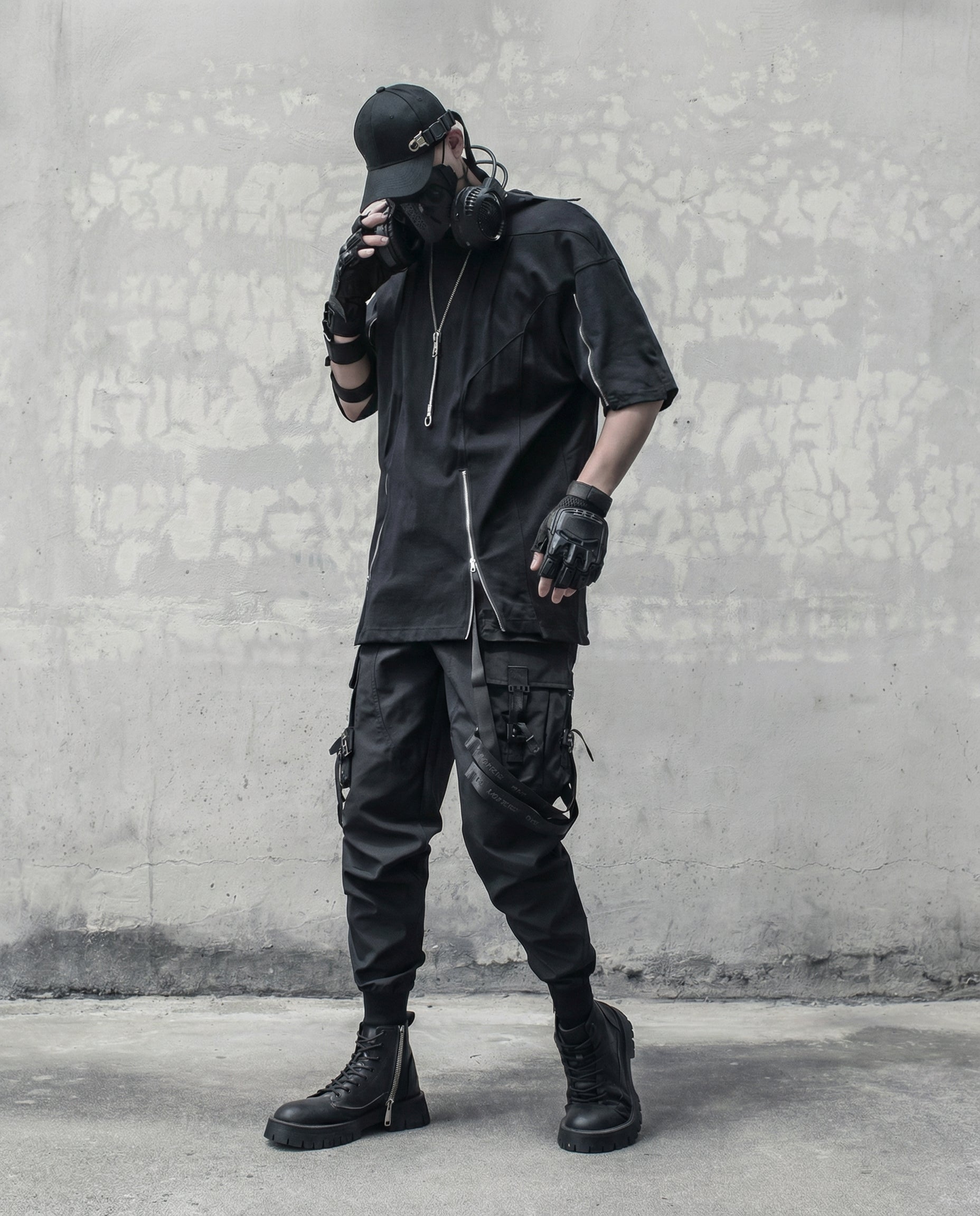 Street Oversized Multi-Zipper Cotton T-Shirt 