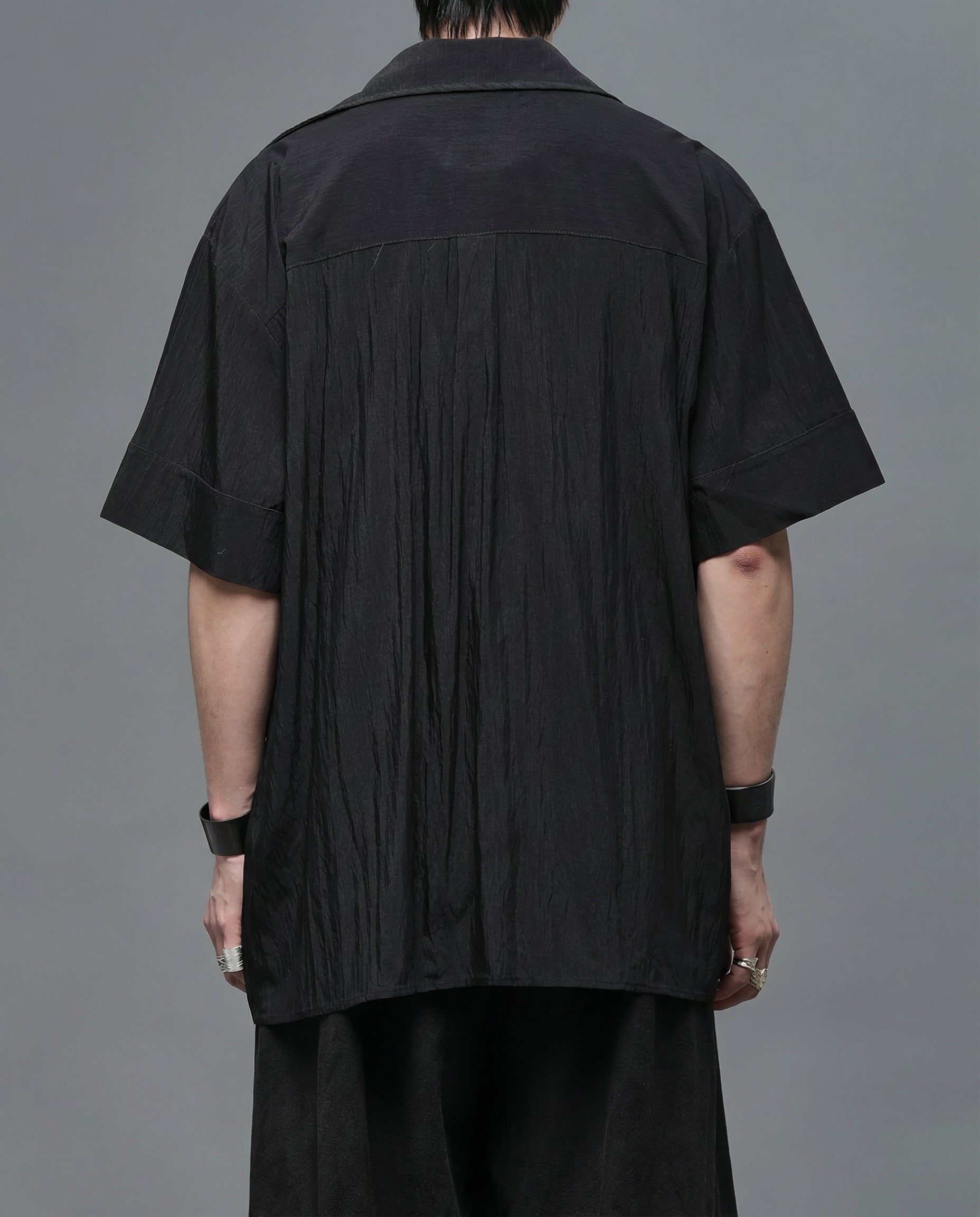 Oversized Cowl Neck Draped Shirt - Japanese Darkwear
