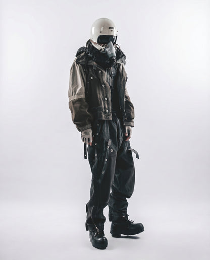 Wasteland Distressed Cotton Canvas Paneled Jacket 