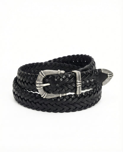Avant-Garde Vintage Braided Cowhide Leather Belt 