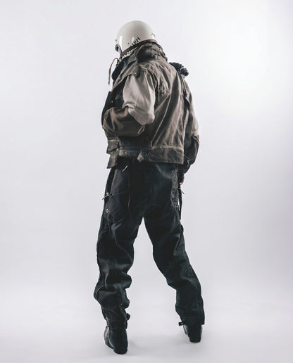 Wasteland Distressed Cotton Canvas Paneled Jacket 