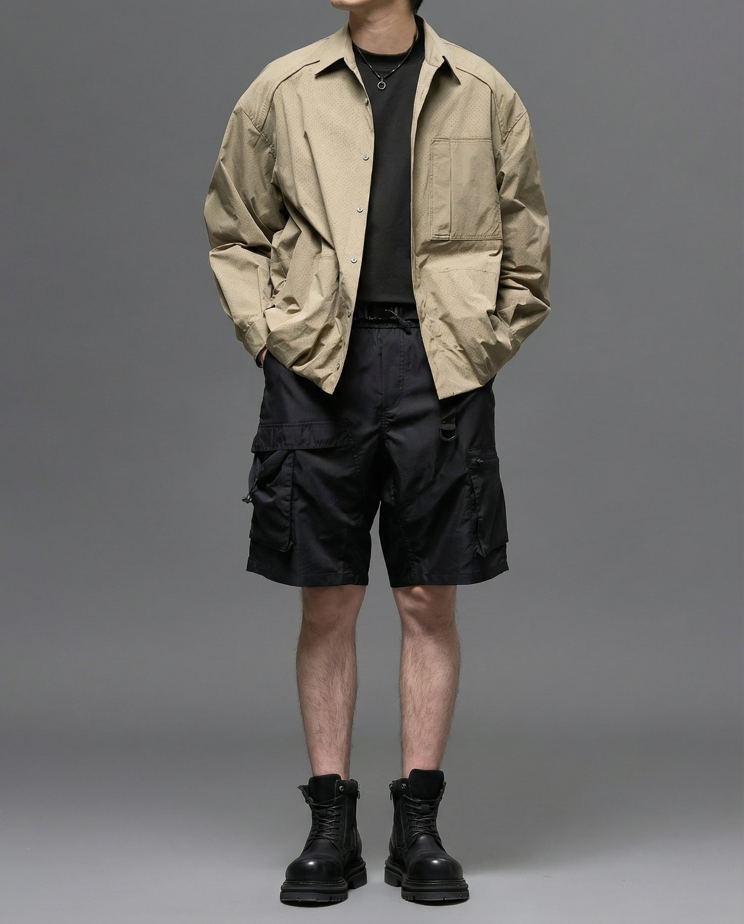  Techwear Water-Repellent Belted Cargo Shorts 