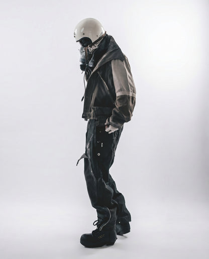 Wasteland Distressed Cotton Canvas Paneled Jacket 