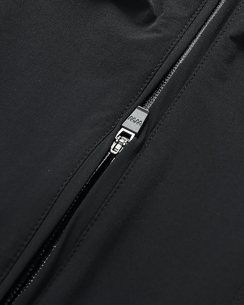 Techwear Laminated Zipper Black Cargo Pants