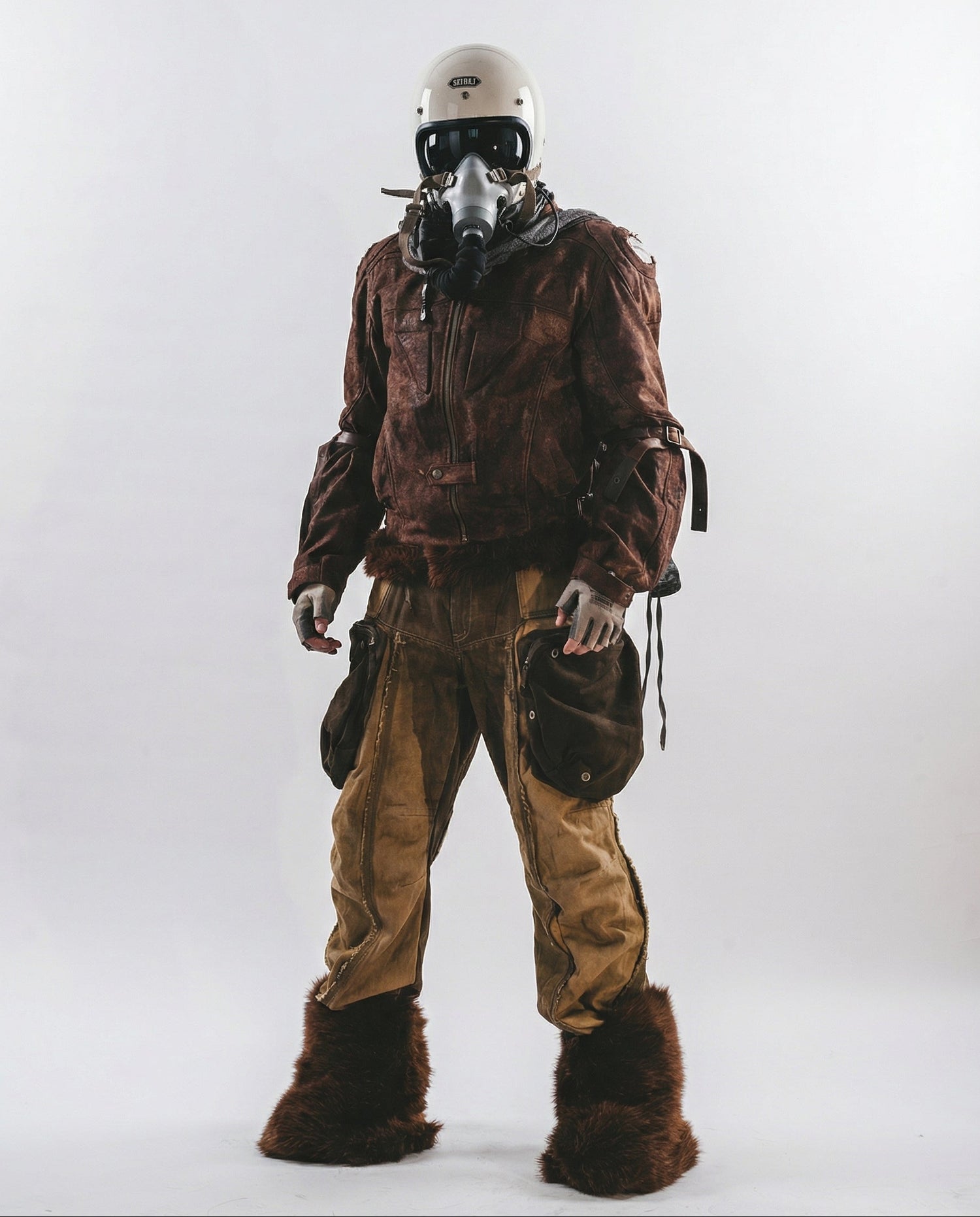 Distressed Cotton Wide Leg Cargo Pants - Grunge Streetwear