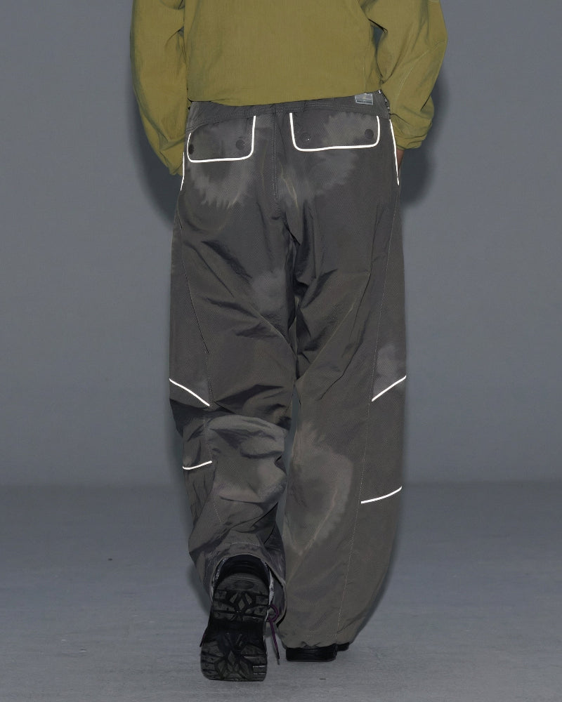 Streetwear Reflective Nylon Wide Leg Hiking Cargo Pants 
