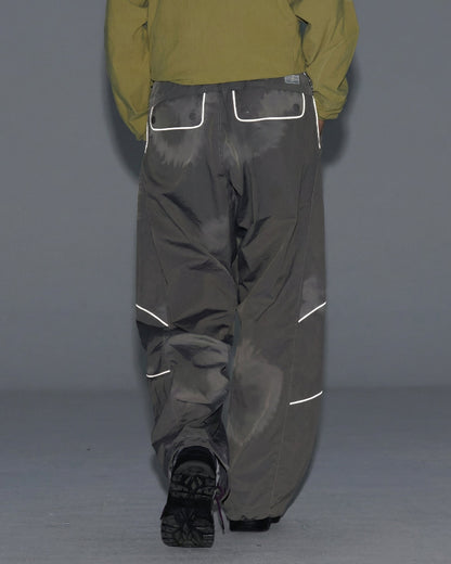 Streetwear Reflective Nylon Wide Leg Hiking Cargo Pants 