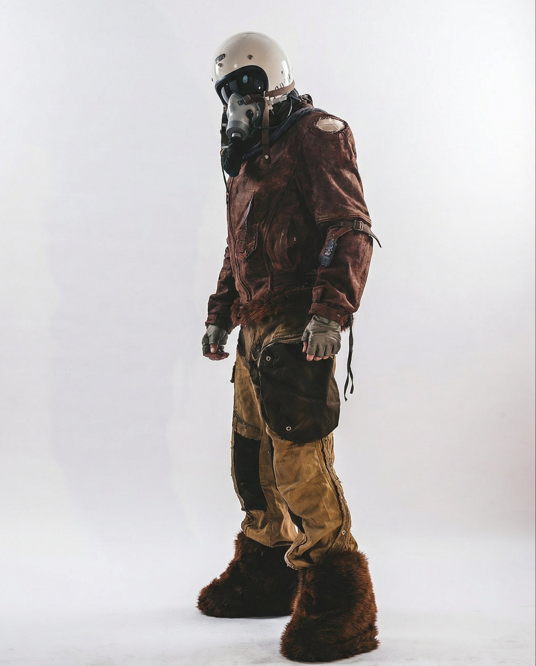 Distressed Cotton Wide Leg Cargo Pants - Grunge Streetwear