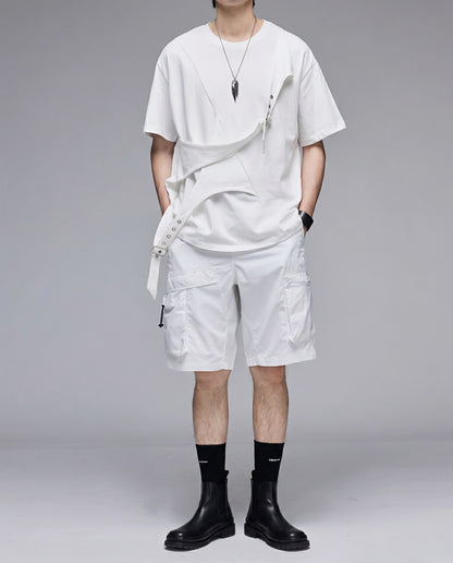  Techwear Water-Repellent Belted Cargo Shorts 