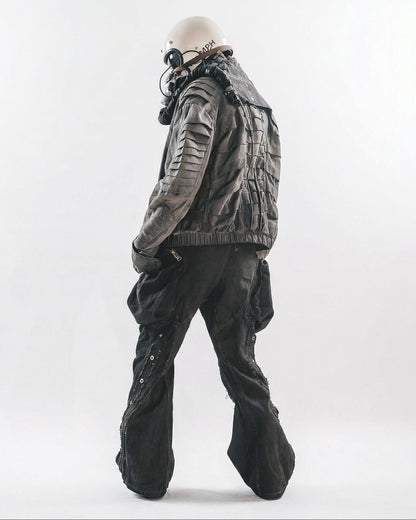 Distressed Cotton Wide Leg Cargo Pants - Grunge Streetwear
