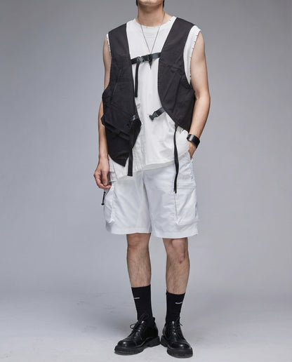  Techwear Water-Repellent Belted Cargo Shorts 