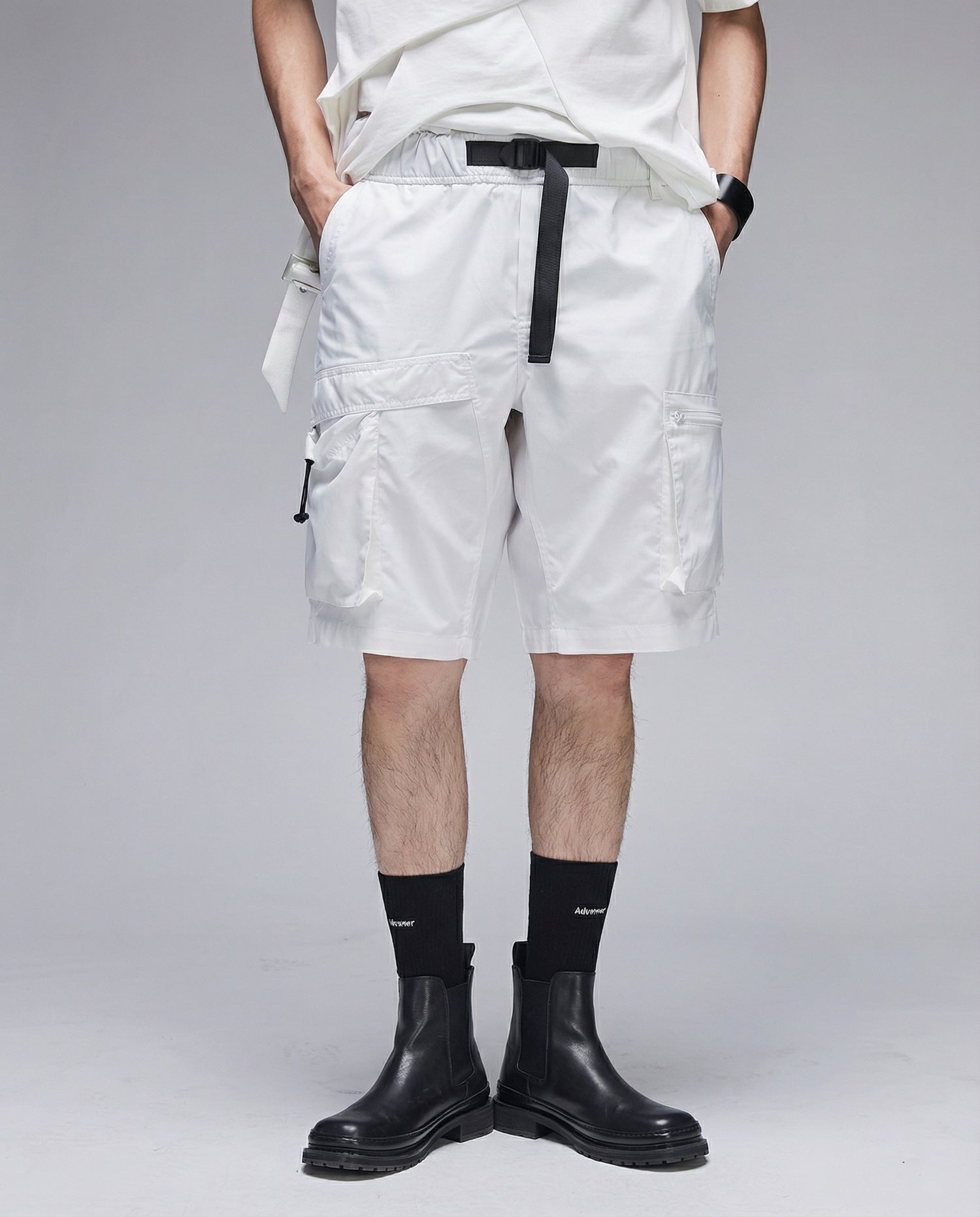  Techwear Water-Repellent Belted Cargo Shorts 