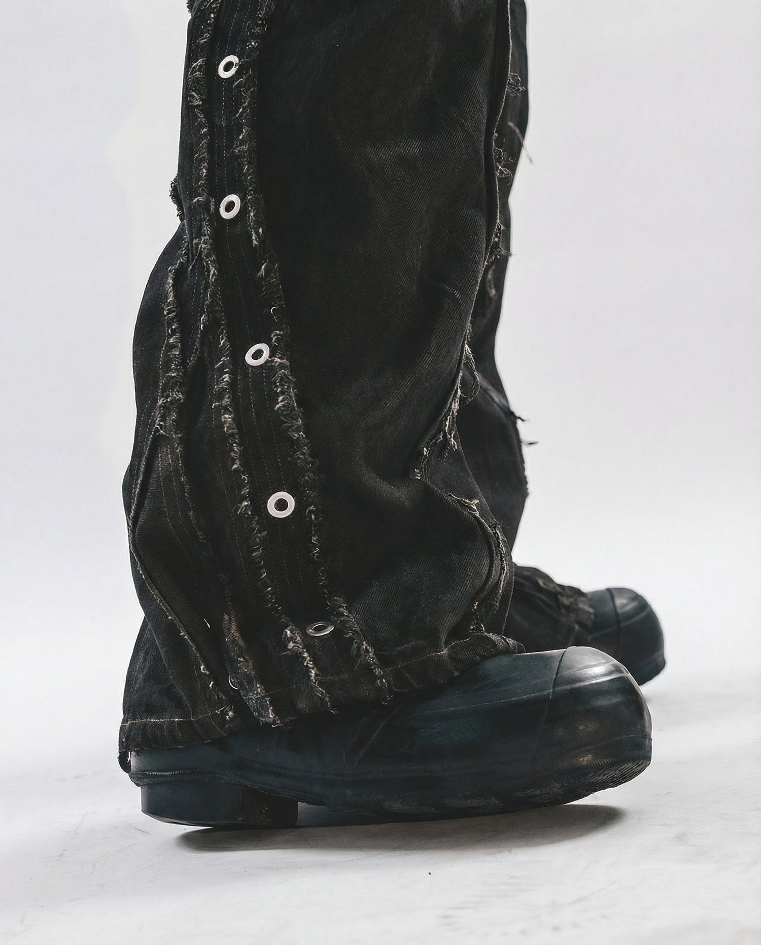 Distressed Cotton Wide Leg Cargo Pants - Grunge Streetwear