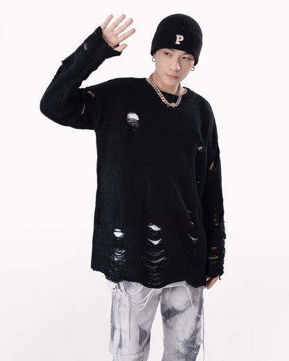 Streetwear Tattered Crewneck Sweater