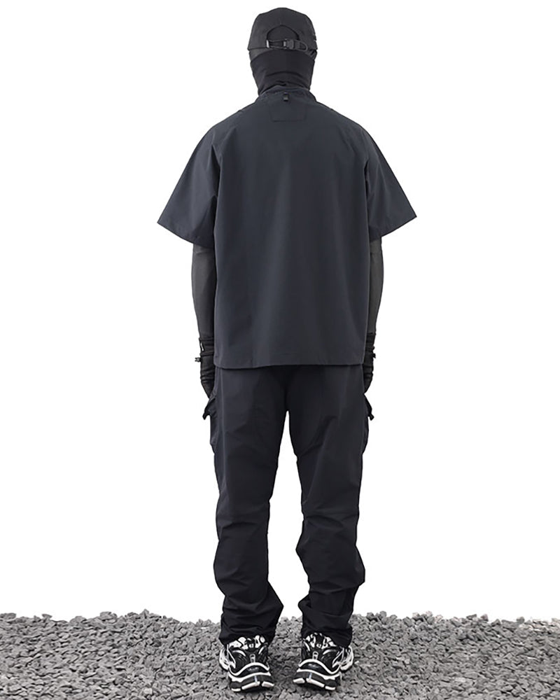 Techwear Laminated Zipper Black Cargo Pants