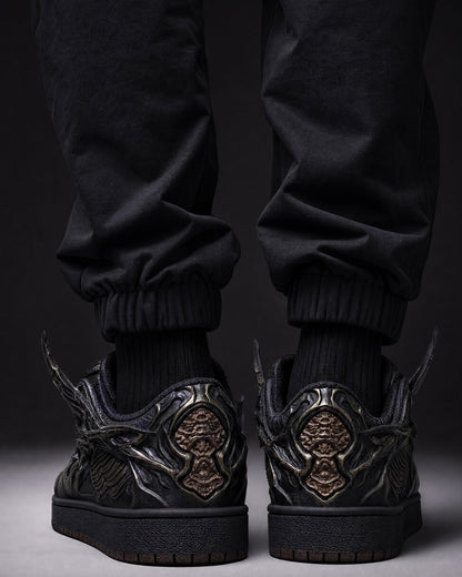 Techwear Armor-Textured Low-Top Sneakers