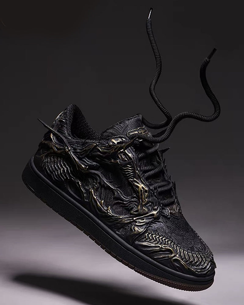 Techwear Armor-Textured Low-Top Sneakers