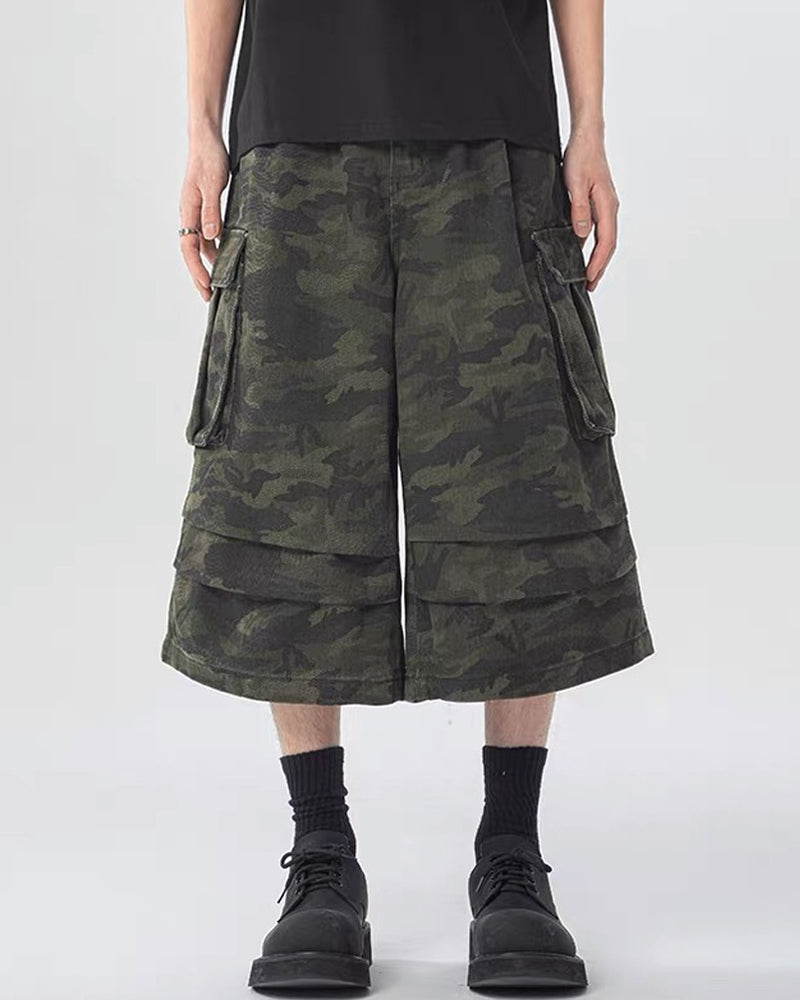 Unisex Multi-Pocket Camo Cargo Jorts