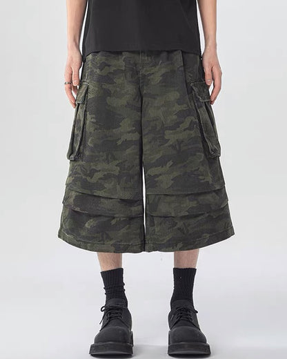 Unisex Multi-Pocket Camo Cargo Jorts