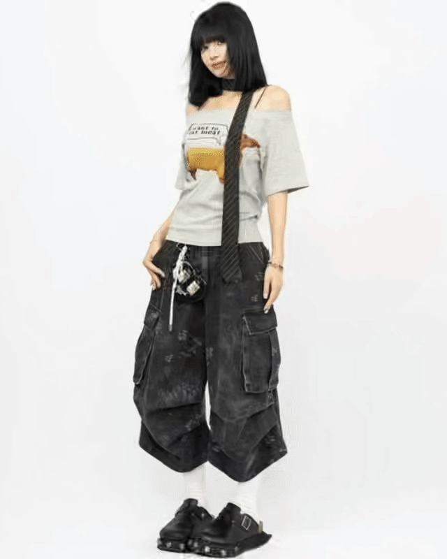 Vintage Snakeskin Camo Baggy Cargo Jorts