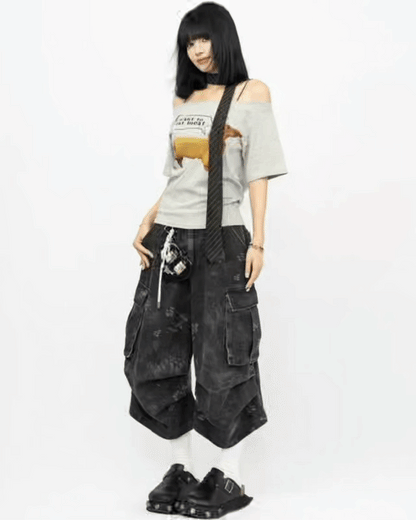 Vintage Snakeskin Camo Baggy Cargo Jorts