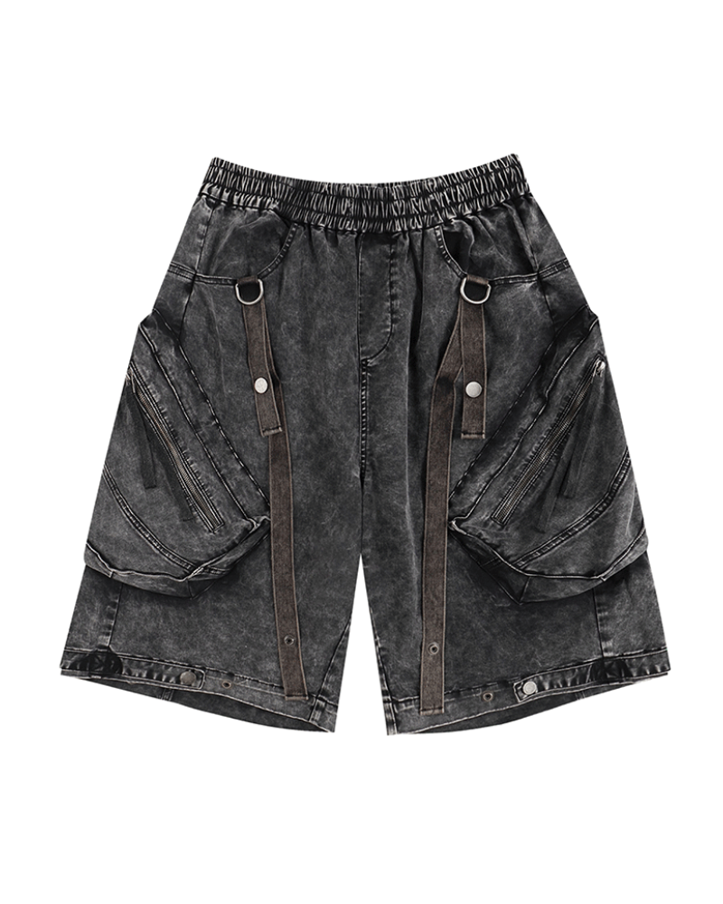 Apocalypse Washed Patchwork Tactical Cargo Shorts | Baggy Jorts