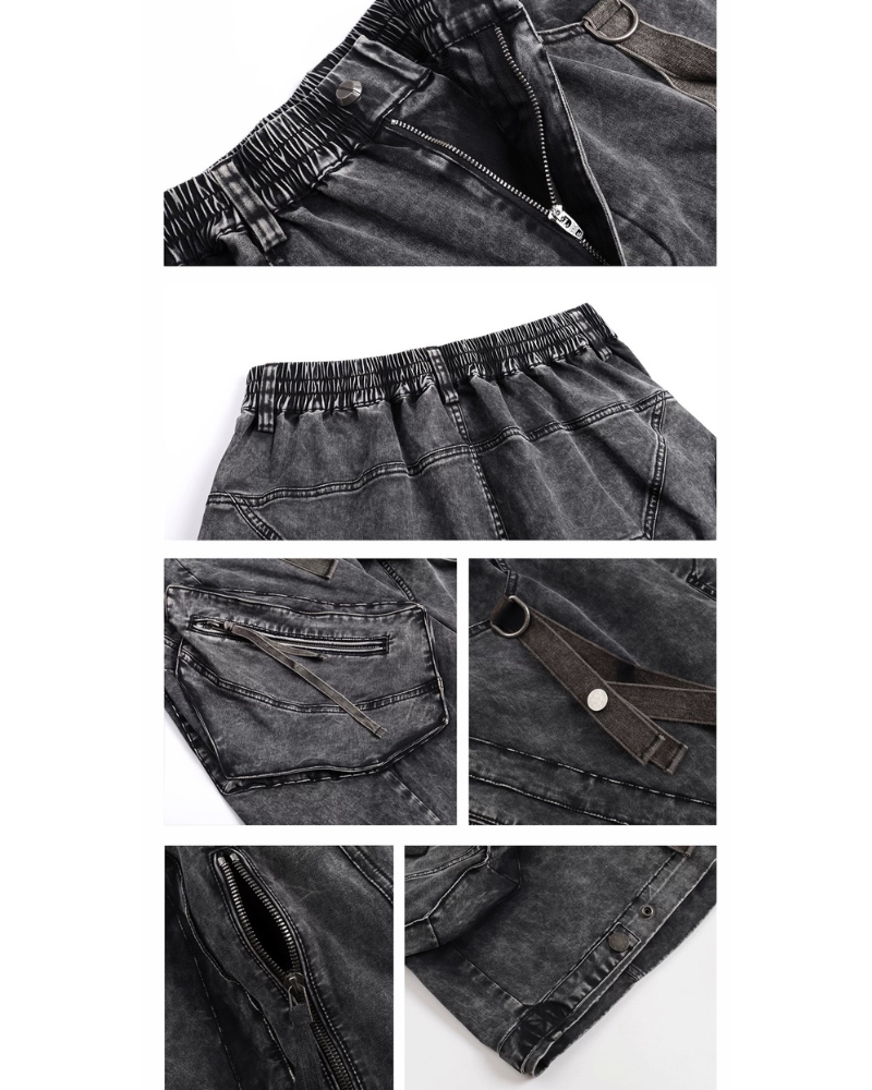 Apocalypse Washed Patchwork Tactical Cargo Shorts | Baggy Jorts
