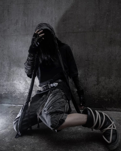 Apocalypse Washed Patchwork Tactical Cargo Shorts | Baggy Jorts