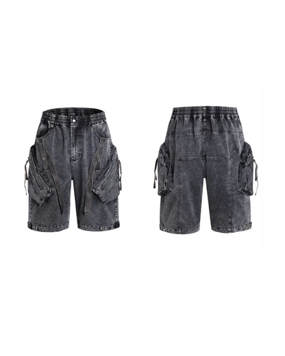 Apocalypse Washed Patchwork Tactical Cargo Shorts | Baggy Jorts
