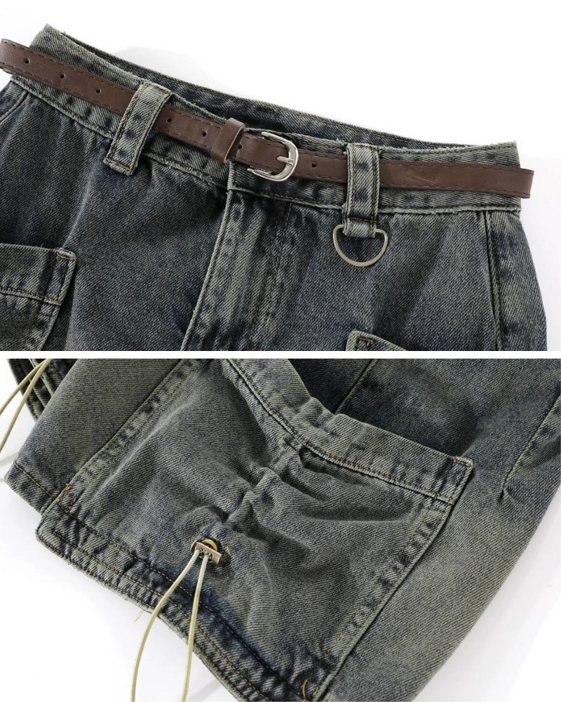 Big Pockets Denim Cargo Skirt