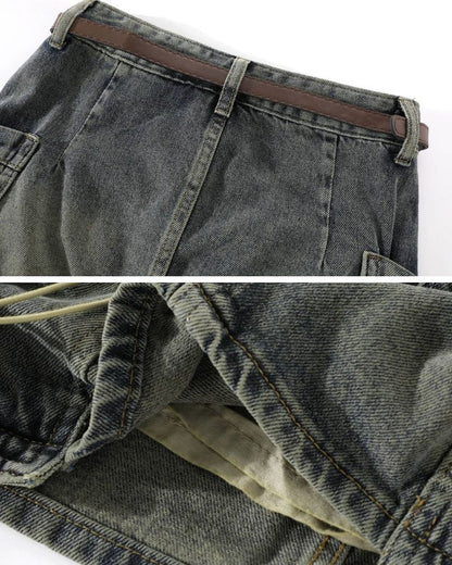 Big Pockets Denim Cargo Skirt