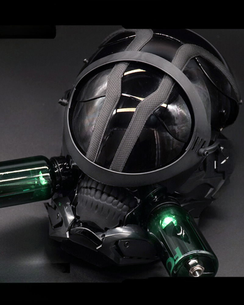 bike helmet with glowing mask Biowalker Glowing Cyberpunk Helmet Mask – Techwear Official