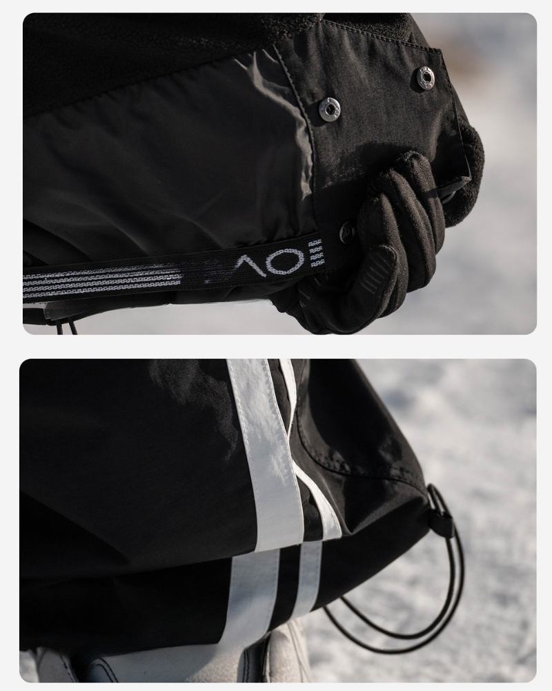 Ski Wear Black Fleece-lined Waterproof Windproof Ski Suit -Unisex