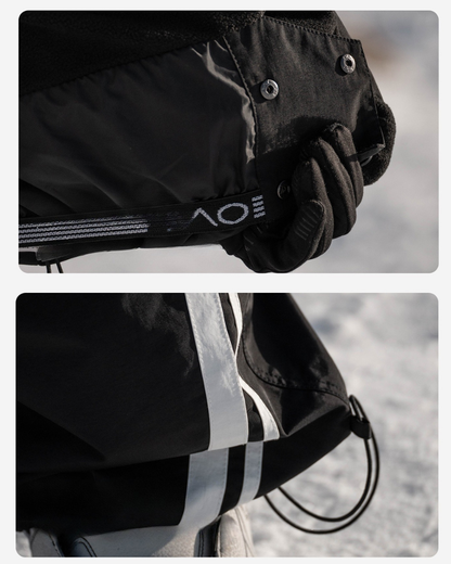 Ski Wear Black Fleece-lined Waterproof Windproof Ski Suit -Unisex