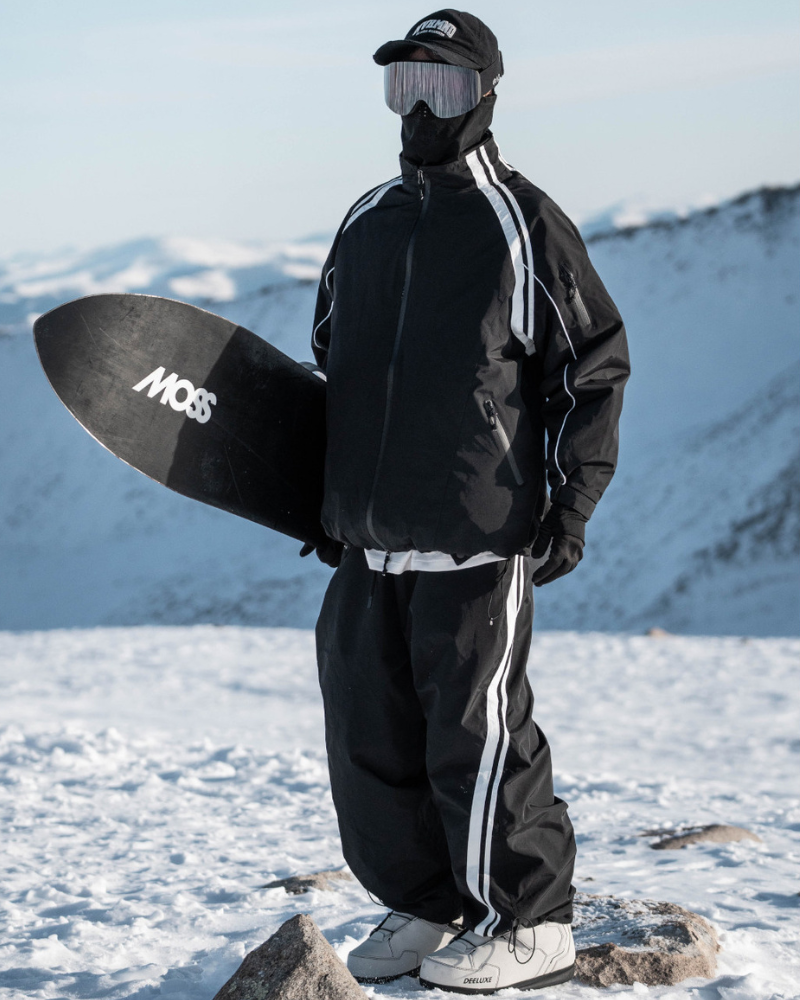 Ski Wear Black Fleece-lined Waterproof Windproof Ski Suit -Unisex