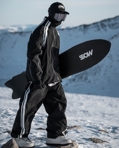 Ski Wear Black Fleece-lined Waterproof Windproof Ski Suit -Unisex