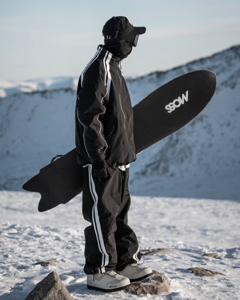 Ski Wear Black Fleece-lined Waterproof Windproof Ski Suit -Unisex