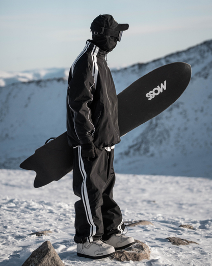Ski Wear Black Fleece-lined Waterproof Windproof Ski Suit -Unisex