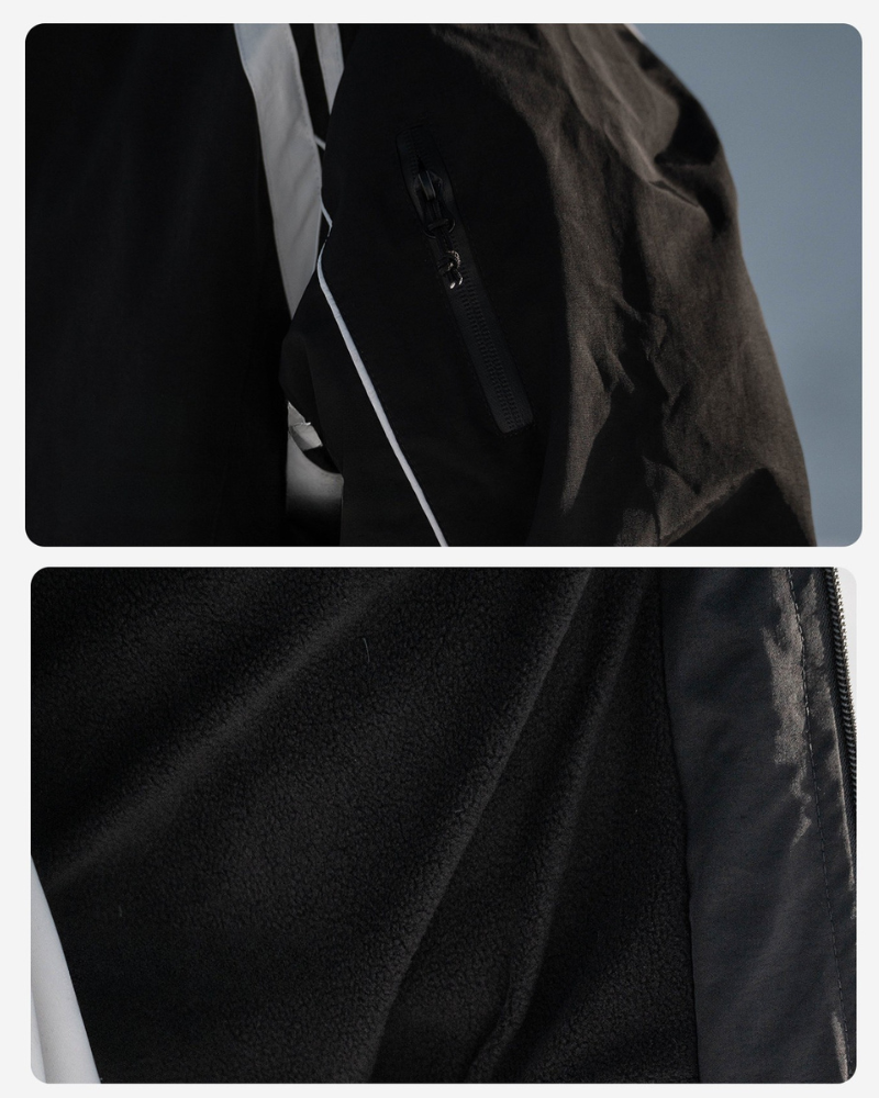 Ski Wear Black Fleece-lined Waterproof Windproof Ski Suit -Unisex